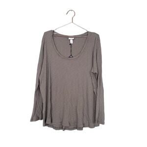 Ava & Viv Gray Ribbed Long Sleeve Tee - Size 1X - NWT